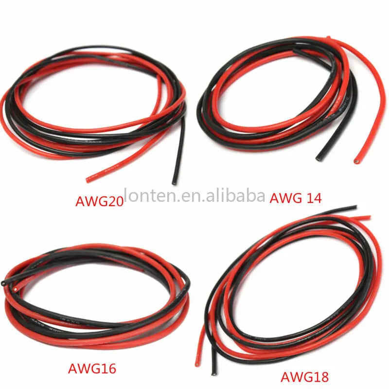 Custom Custom 1meter Black +1meter Red Silicon Wire 12AWG 14AWG 16AWG 22AWG 24AWG Heatproof Soft Silicone Silica Gel Wire Cable Manufacturer