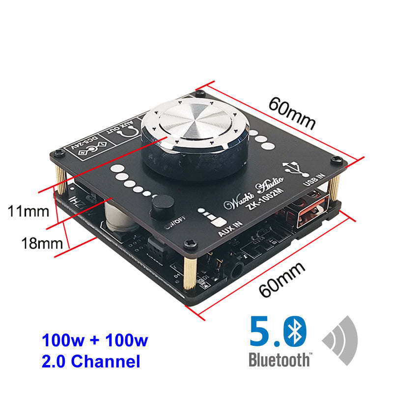 100W+100W Audio Power Amplifier Wireless Digital Class D 20W~200W HiFi Stereo 2.0 Channel Music USB Sound Card AMP pcb assembly Custom