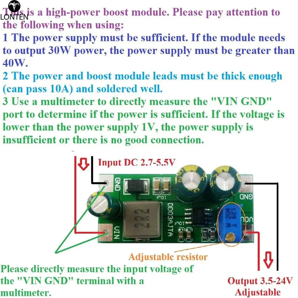 Custom 30W DC 3V 3.3V 3.7V to 5V 6V 7.5V 9V 10V 12V 14.8V 24V Step-Up Boost Converter Board for 18650 lithium battery Manufacturer