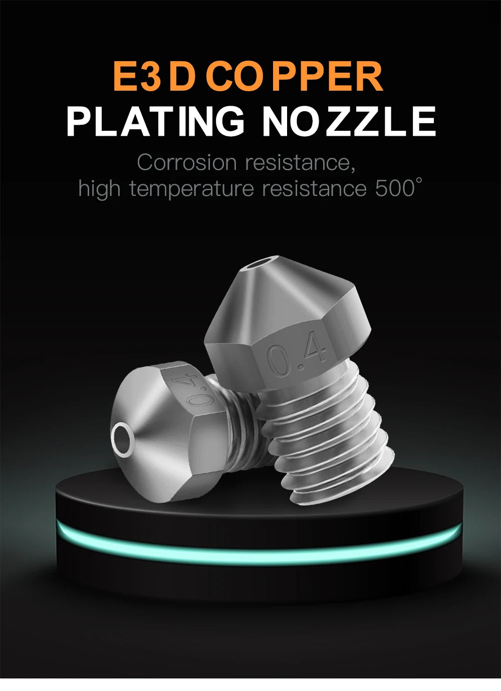 Custom T-V6 Plated Copper Nozzle Durable Non-stick High Performance For 3D Printers M6 Thread For E3D V6 Dragon Hotend Manufacturer