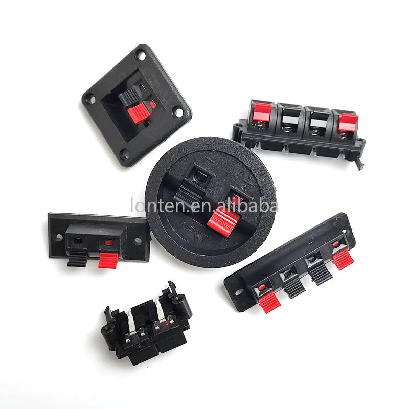 Custom 2PCS 2 Positions 4 Poles Connector Terminal Push In Jack Spring Load Audio Speaker Terminal Breadboard Clip Manufacturer