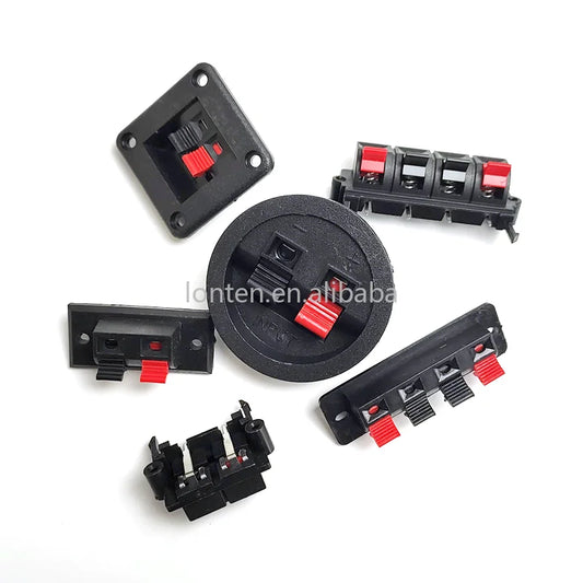 Custom 2PCS 2 Positions 4 Poles Connector Terminal Push In Jack Spring Load Audio Speaker Terminal Breadboard Clip Manufacturer