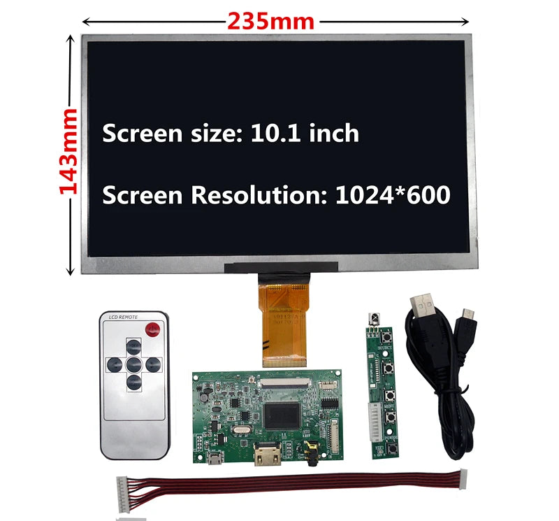 Custom 10.1 Inch 1024*600 HD-Compatible Screen LCD Display With Audio Driver Board Monitor For Raspberry Pi Banana/Orange Pi Computer Manufacturer