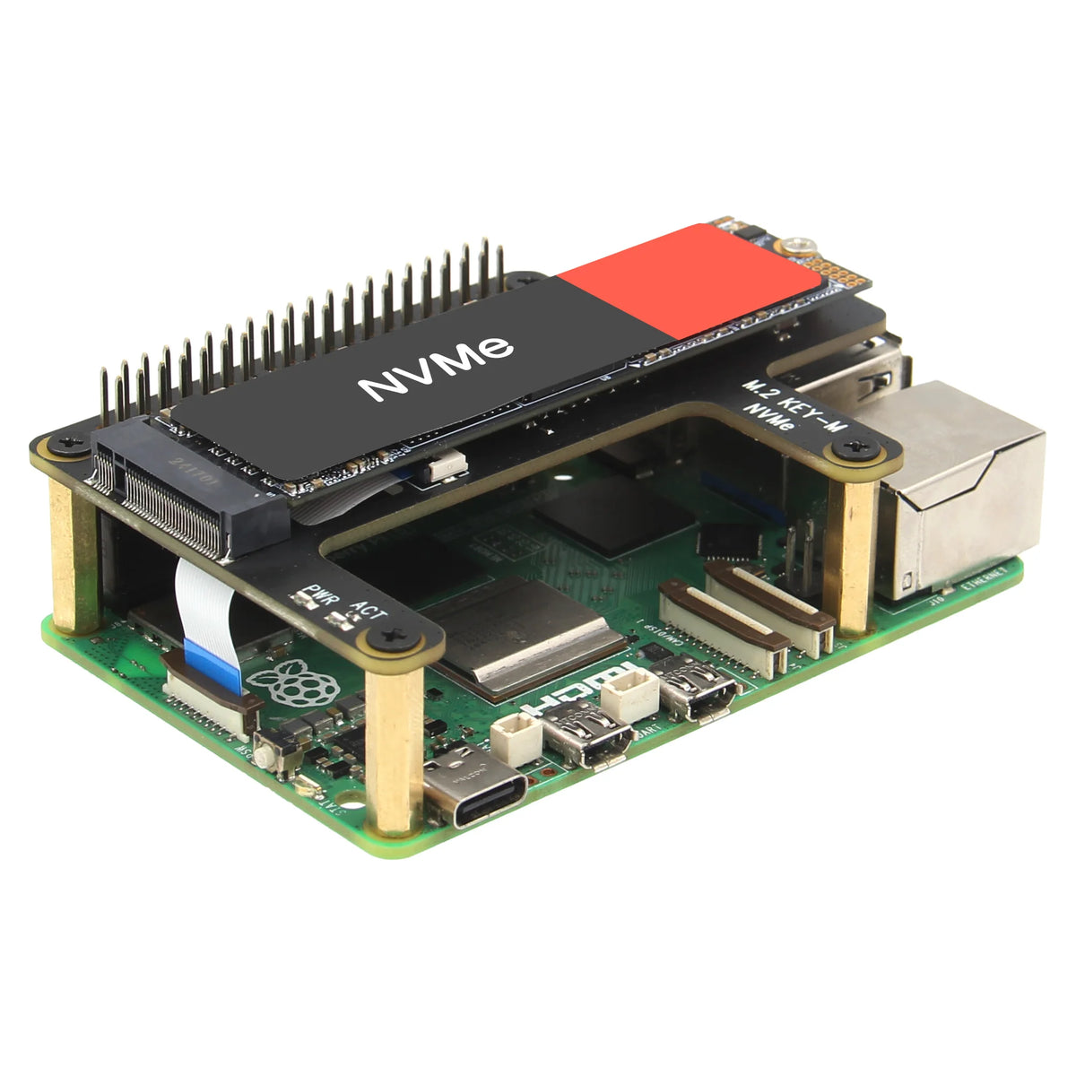 Custom  X1015 PCIe to M.2 Key-M NVMe SSD for Raspberry Pi 5