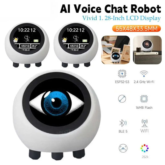 DeepSeek XiaoZhi AI Voice Chat Robot LCD Display Smart Assistant Robot Electronic EYE Clock Desktop Ornament Home Decor