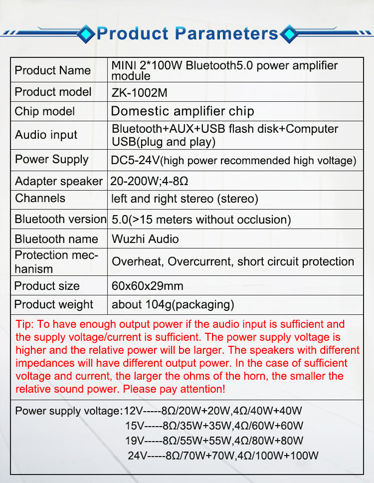 100W+100W Audio Power Amplifier Wireless Digital Class D 20W~200W HiFi Stereo 2.0 Channel Music USB Sound Card AMP pcb assembly Custom