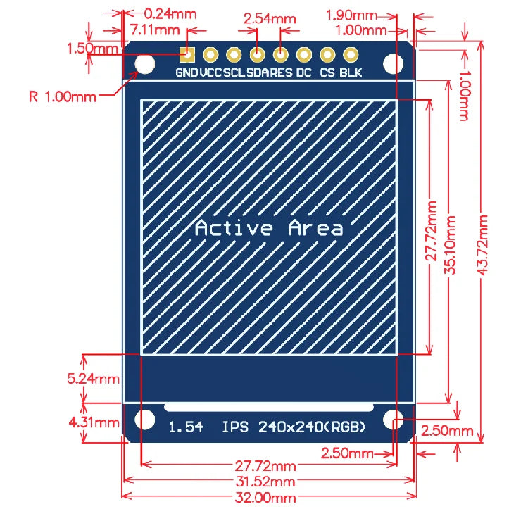 Custom 1.54 inch IPS full view TFT display LCD color screen module SPI serial port HD 240x240 Manufacturer