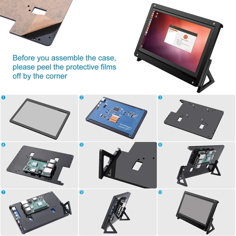 Custom 7 Inch Lcd Acrylic Bracket Case Contact Screen Case Holder Bracket For Raspberry Pi display Manufacturer