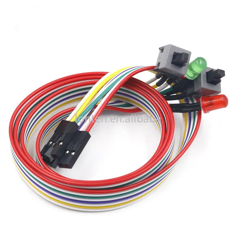 Custom Custom 65CM PC Compute Motherboard Power Cable Original On Off Reset with LED Light PC Power Reset Switch Push Button Switch Manufacturer