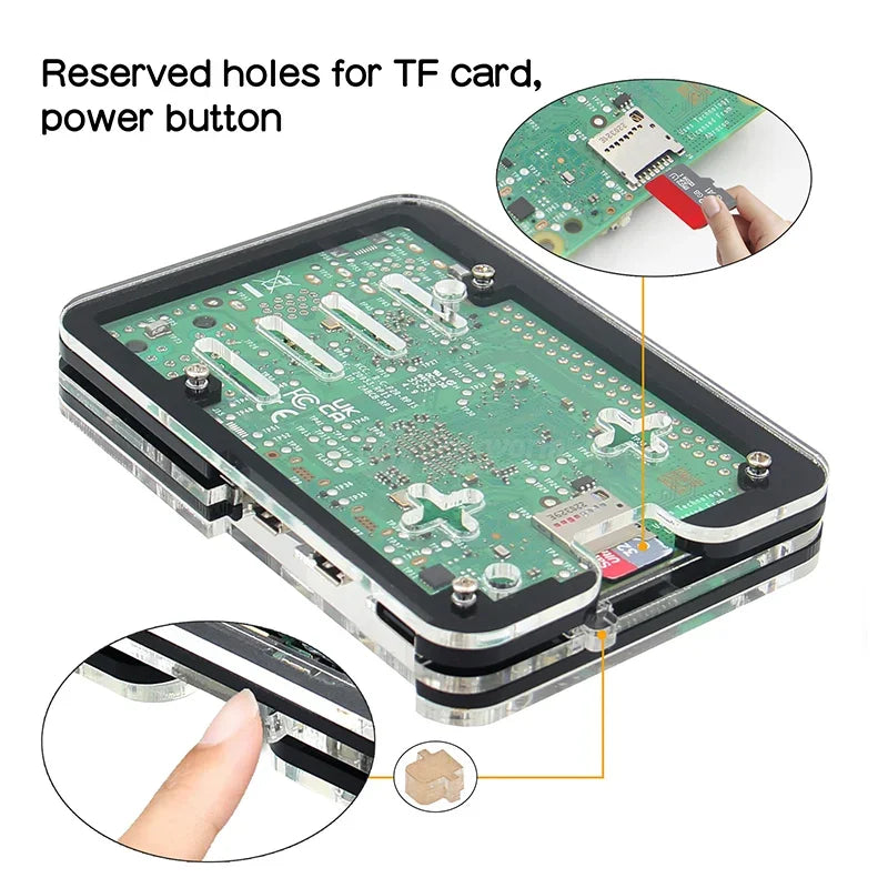 Custom Raspberry Pi 5 Acrylic Case Enclosure Shell Electronics Component Accessory