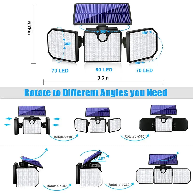 Custom 1PC Solar Wall Lamp Street Lamp Lighting Outdoor Waterproof Human Body Infrared Sensor Lamp Garden Lamp 230LED Floodlight Manufacturer