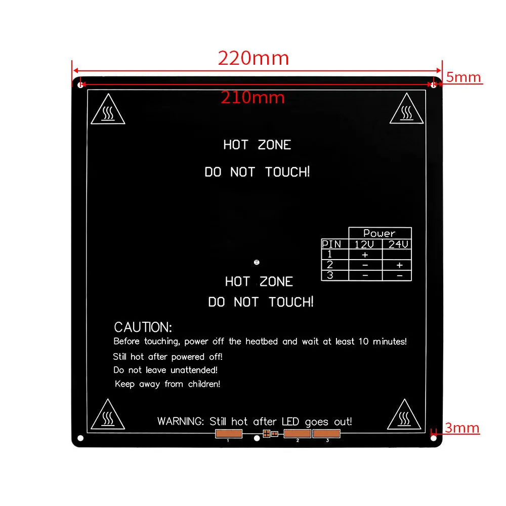Custom MK3 Mk2 heating Bed 12V 24V Parts For Reprap Mendel HotBed 3D Printers Part 220*220mm Aluminium Plate 3mm heating PCB Manufacturer