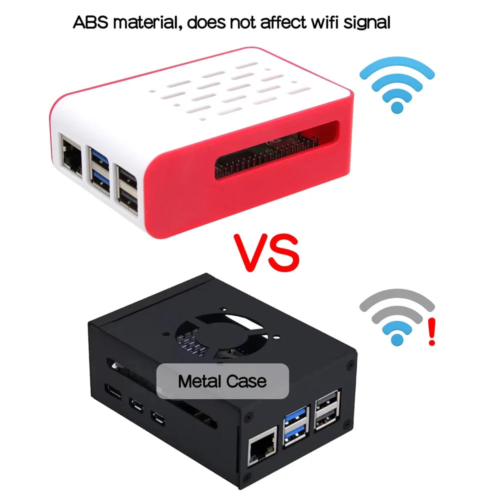 for Raspberry Pi 5 ABS Case Support Active Cooler & X1003 PCIe to M2 NVMe Shield Wall Mountable