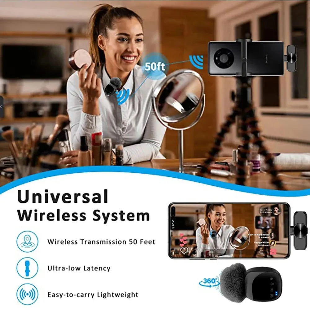 Custom Custom HD Wireless Lavalier Microphone Portable Audio Video Recording Mini Mic for phone Live Broadcast Gaming Phone Mic Manufacturer