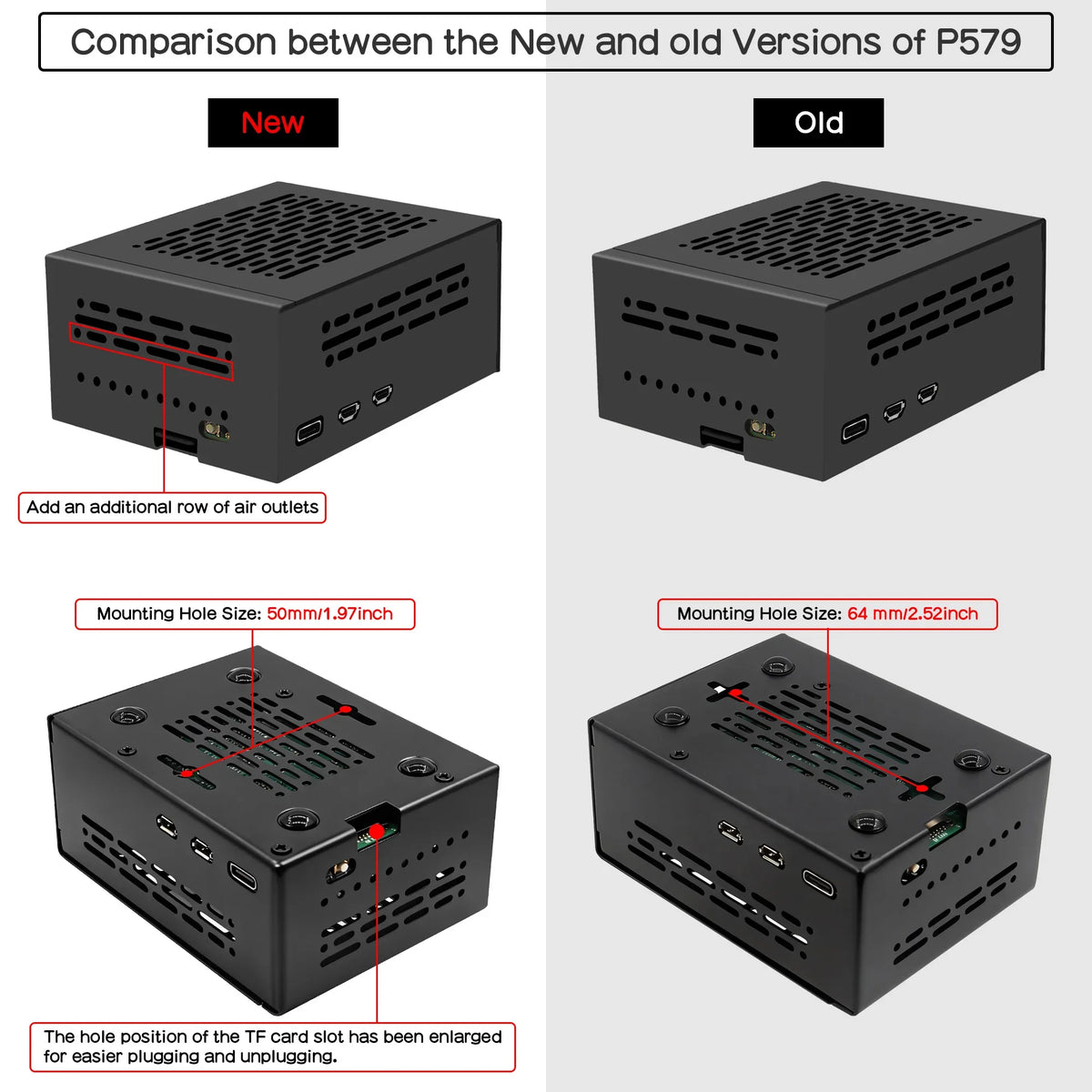 Metal Case P579 with Active Cooler for Raspberry Pi 5 & X1000 / X1001 / X1003 / X1004 / M901 PCIe HAT