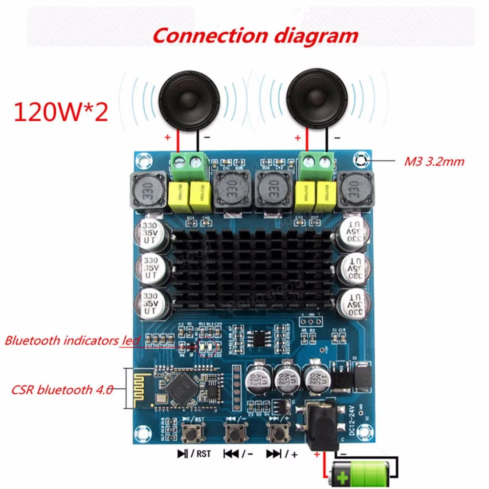 Custom custom XH-M543 high power digital amplifier TPA3116D2 audio amplification module double channel 2*120W Manufacturer