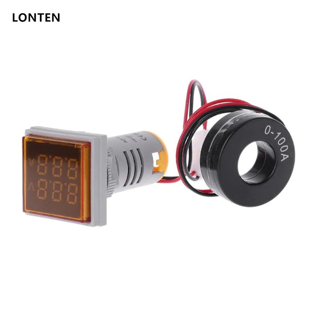 Custom Lonten 3pcs/Lot Light AC 60-500V 0-100A D18 Square LED Digital Dual Display Voltmeter Ammeter Voltage Gauge Current Meter 5 Colo Manufacturer