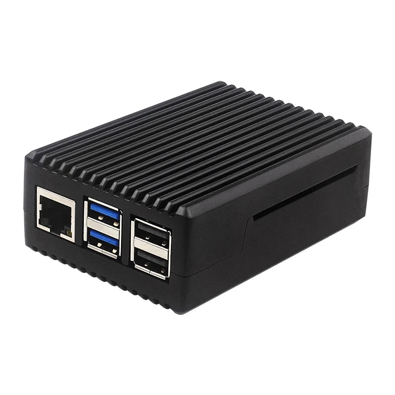 Raspberry Pi 5 Aluminum Case Passive Cooling Shell with Silicone Heat Sinks Switch Button Silent Heat Dissipation for RPI 5 Pi5