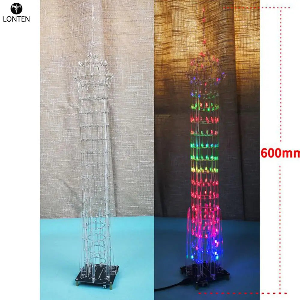 Custom Lonten DIY Colorful LED Display Lamp Infrared Remote Control DIY Welding Light Kits DIY Lamp Brain-training Toy - Macao Tower Manufacturer