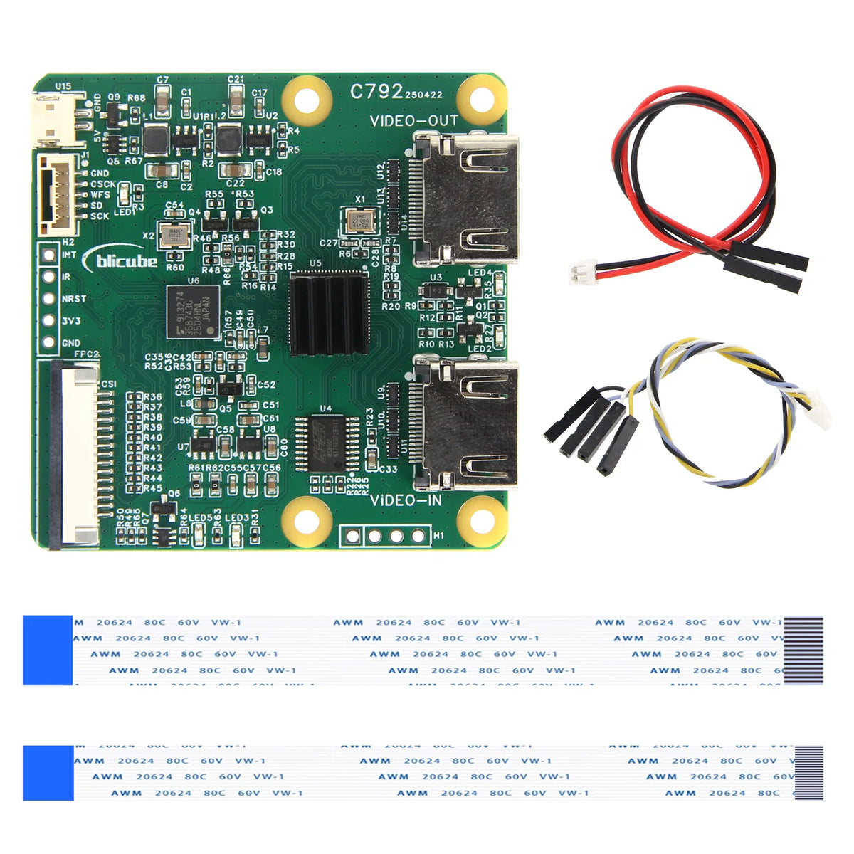 C792 HD to CSI-2 Converter Module with HD Loop Out Supports I2S Audio Output for Raspberry Pi 5B/4B//3B/Zero/CM5/CM