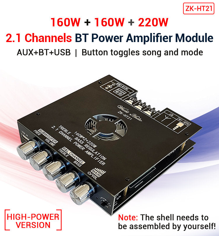 TDA7498E 2*160W+220W Power Amplifier Board 2.1 Channel Class D Theater Audio Stereo Equalizer Subwoofer Amp  pcb assembly customize
