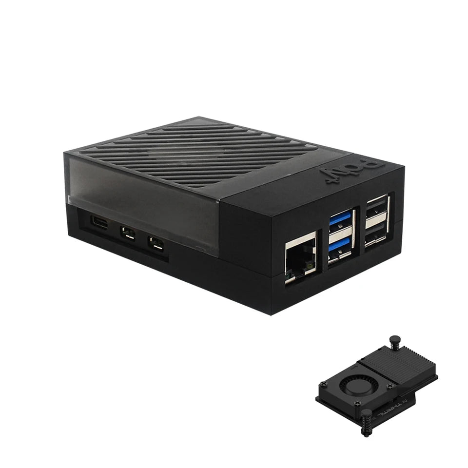 SHCHV Raspberry Pi 5 Aluminum Metal Case with Radiator Cooling Fan Silent Heat Armored Shell From Mainland China