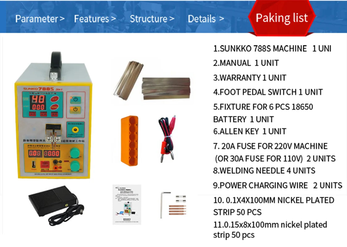 Custom 788S 110V/220V 2.8KW 3 in 1 Battery Spot Welding Charging Test Combination Machine 18650 Lithium Battery Handheld Small B Manufacturer