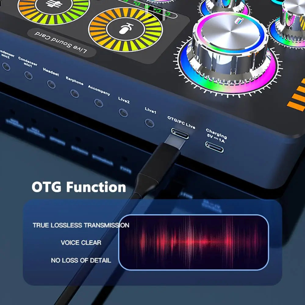 Custom LT Live Sound Card Studio Record Soundcard BT Microphone Mixer Voice Changer Live Streaming Sound Mixer Podcast Karaoke Home Manufacturer