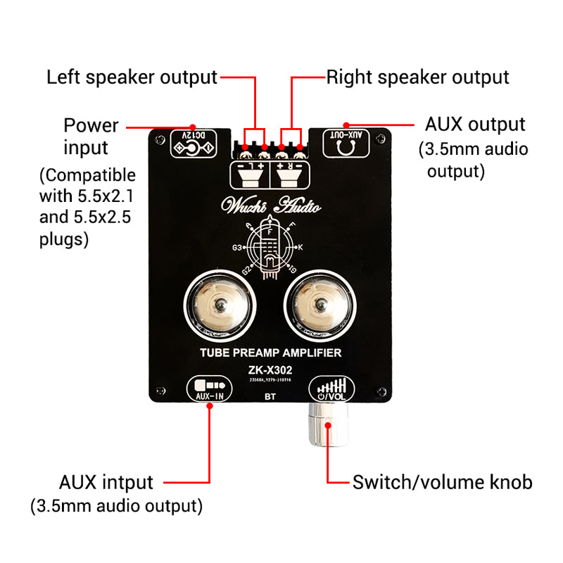 6J1 Preamplifier Power 2*30W Amplifiers HiFi Tube Preamp Stereo Bile Buffer audio amplifier board pcb assembly