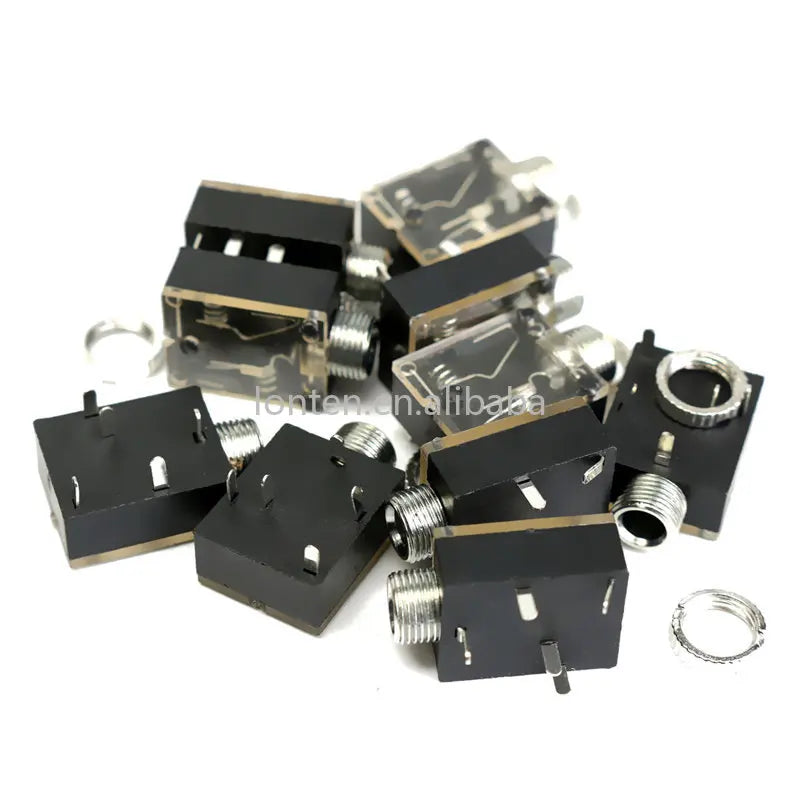 Custom 10PCS PJ-324 Headphone Jack 3.5mm Audio Jack with Nut 5-pin Audio Headphone Jack Interface Female PJ324 Manufacturer