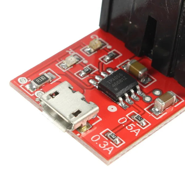 Custom 1 slot 18650 Battery Charging Holder Charging Board TP4056 0.3A / 0.5A / 0.8A with Protection Board Manufacturer