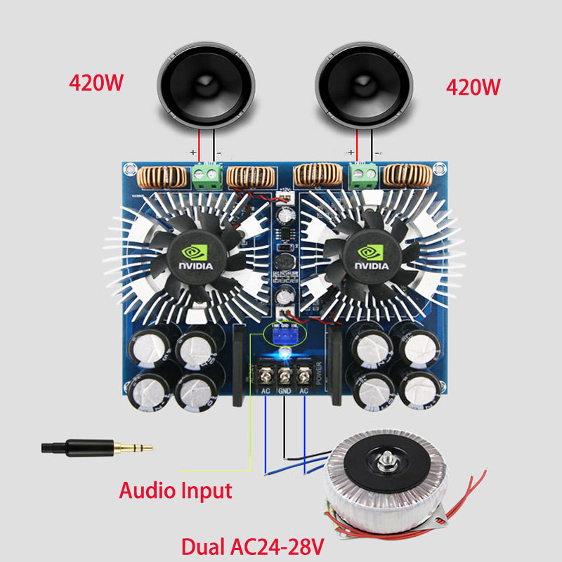 2*420W TDA8954TH Power Stage Audio Amplifier Board Dual Channels Stereo Class AD Home Theater Amplifiers pcb assembly Customize