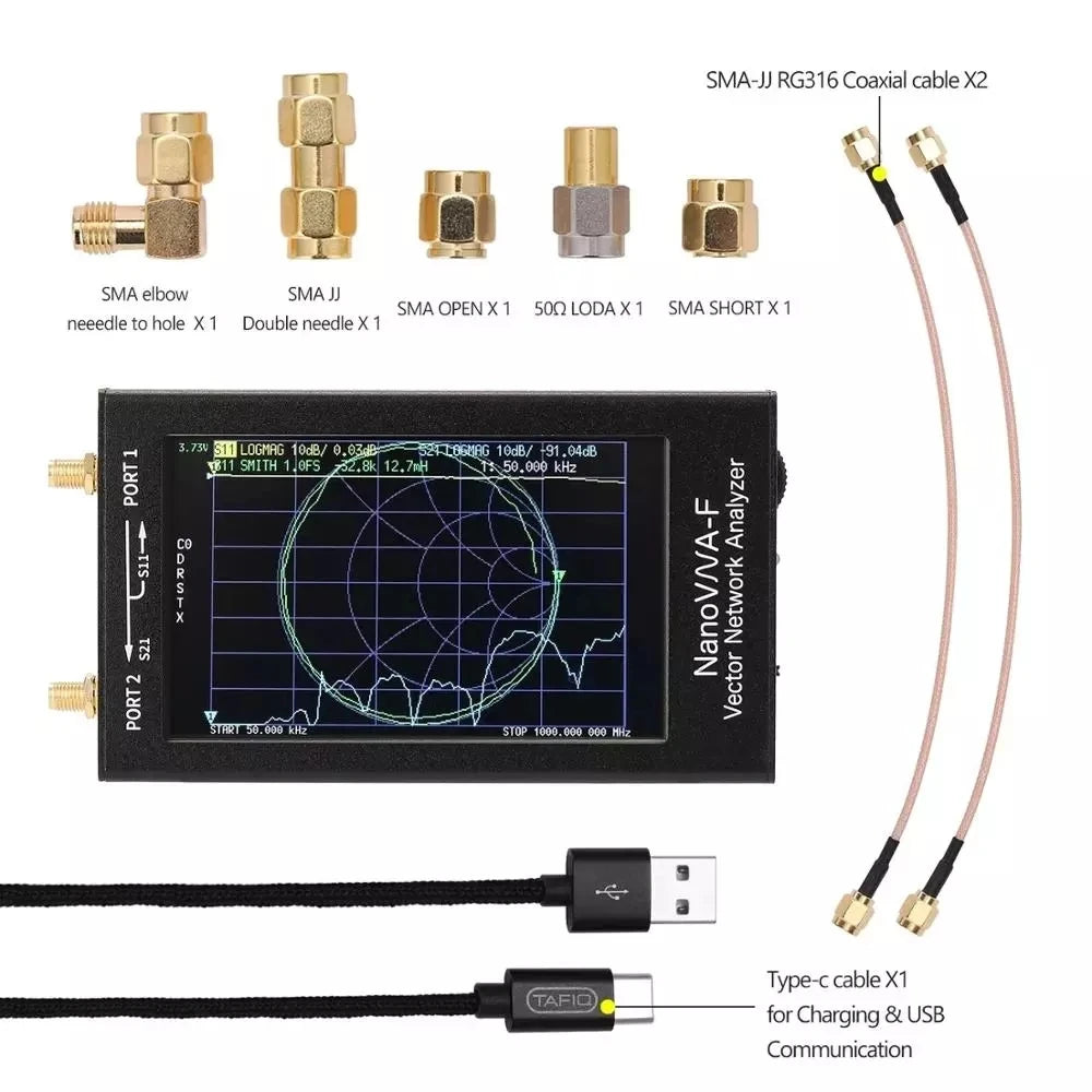 Custom modules Portable Handheld Vector Network Analyzer SWR Meter 50KHz-1000MHz 4.3 Inch IPS TFT Digital Display Touch Screen MF H Manufacturer