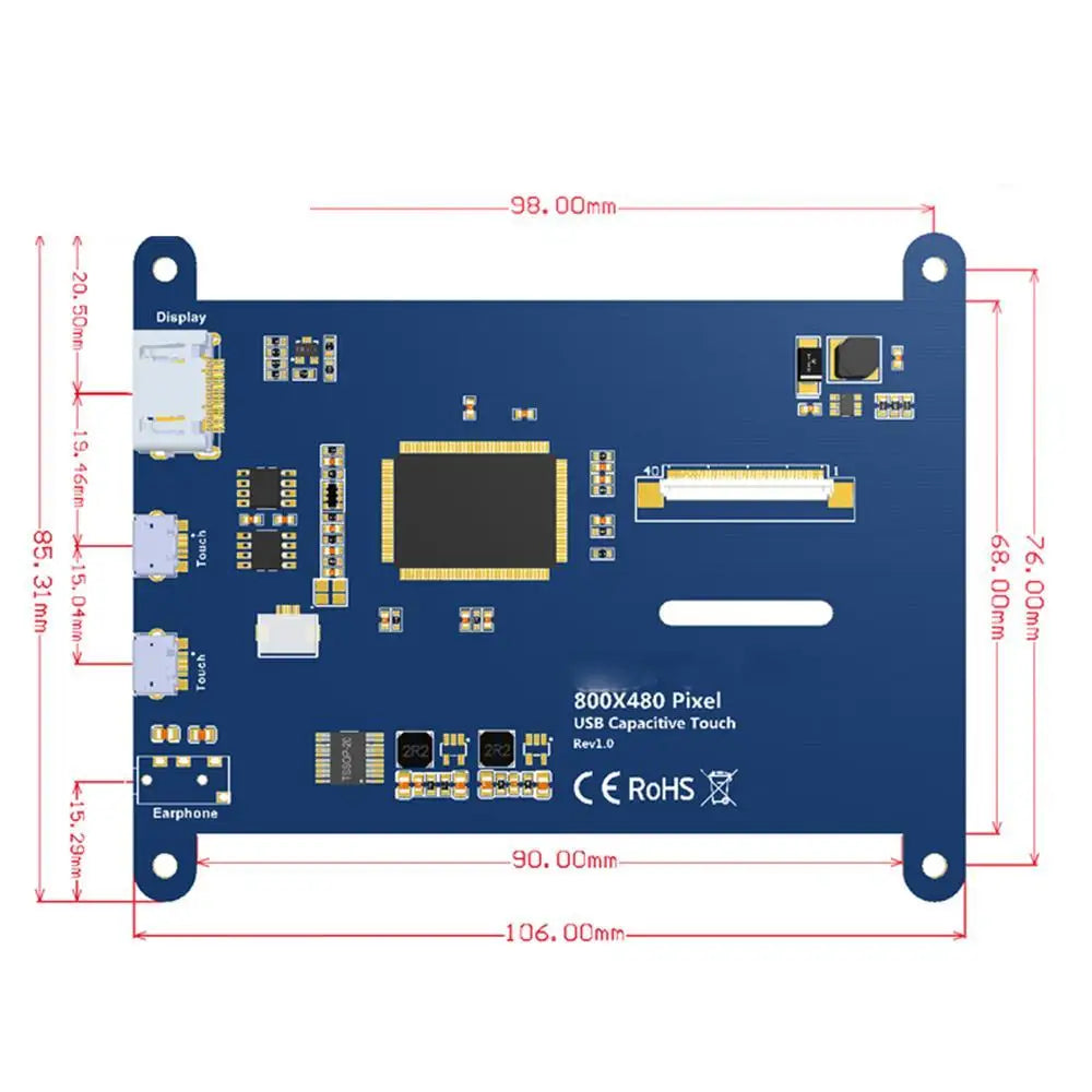 Custom 4.3 inch raspberry pie HMI raspberry PI display LCD 3B + / 4B USB capacitive touch screen Manufacturer