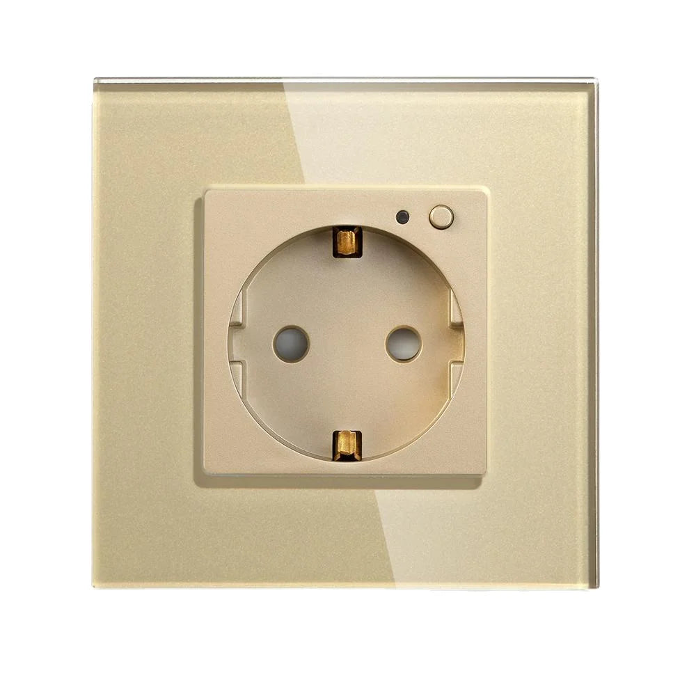 Custom WiFi Smart Wall Socket Outlet Glass Panel Smart Life/Tuya APP Remote Control,Works with Amazon Echo Alexa Google Home EU FR UK Manufacturer