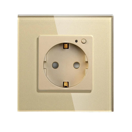 Custom WiFi Smart Wall Socket Outlet Glass Panel Smart Life/Tuya APP Remote Control,Works with Amazon Echo Alexa Google Home EU FR UK Manufacturer