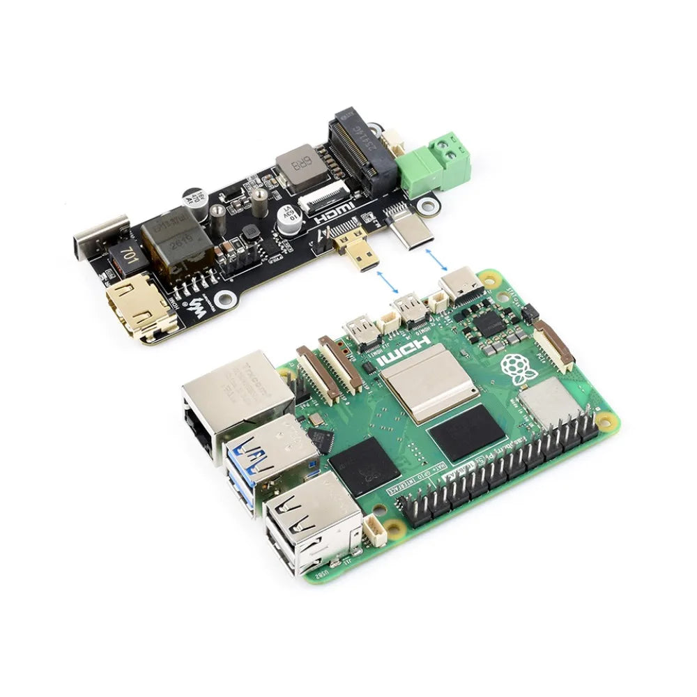 Pi5 Connector Adapter (E),PCIe To M.2 Multifunctional Adapter (E) For Raspberry Pi 5,4K Output,Onboard PoE Power