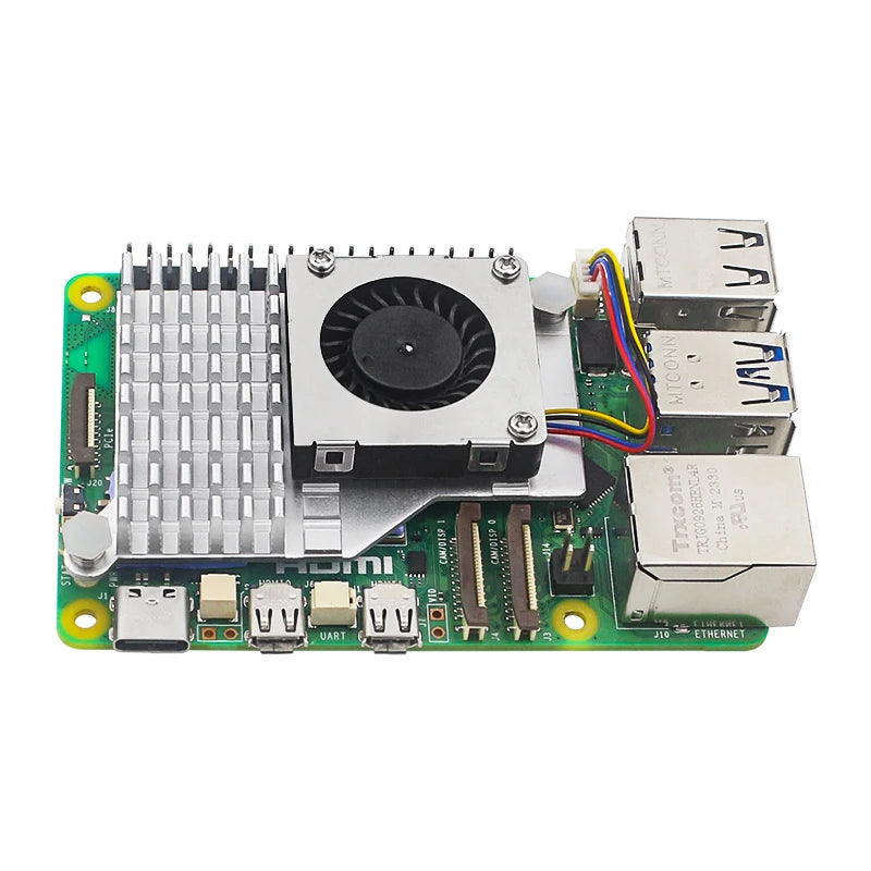Raspberry Pi 5 Active Cooler Aluminum Heatsink PWM Speed Adjustable Fan Black/Silver/Blue Cooling Radiator
