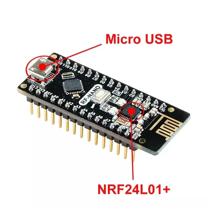 Custom RF Nano V3.0 Micro USB Module ATmega328P QFN32 5V 16M CH340 Integrate NRF24l01+2.4G Wireless Imme modules Manufacturer