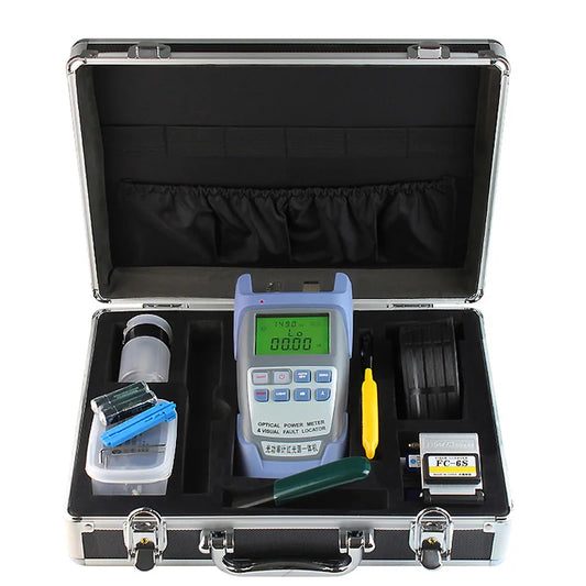 Custom FTTH FIber Optic toolbox FIber Optic Meter+5MW VFL Visual Fault Locator and FC-6S Fiber Cleaver and Fiber Stripping Manufacturer