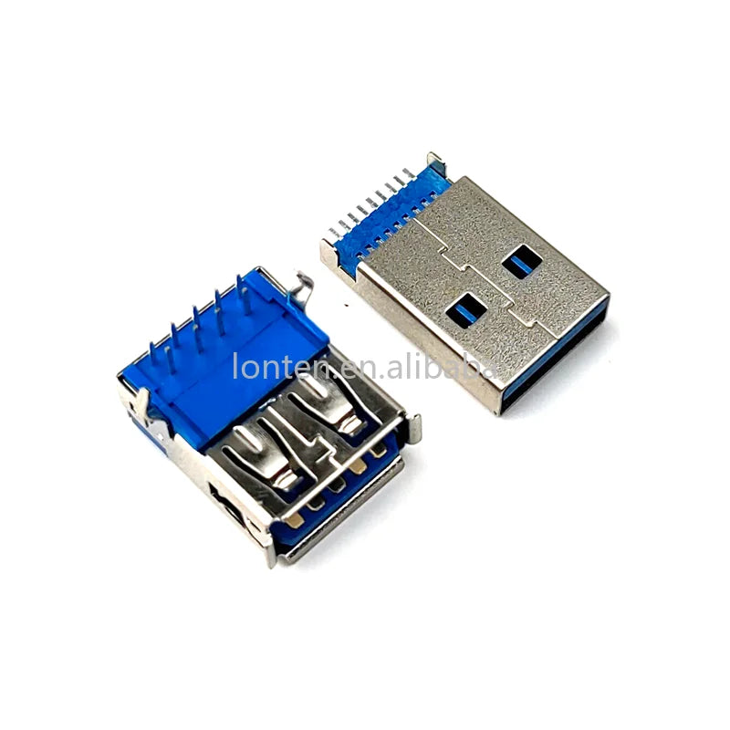 Custom 10set Hi-Speed USB 3.0 Male and Female 9P PCB Solder A-type Socket Connector Manufacturer