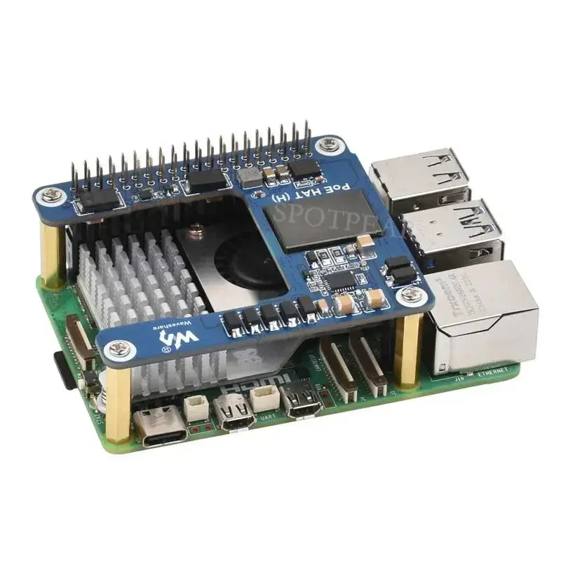 Raspberry Pi 5 PoE HAT-5V/5A Power over Ethernet (802.3af/at) for Pi 5 & CM5 - Mini PoE+ Module via RJ45