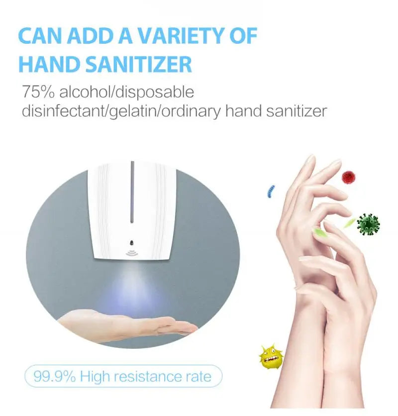 Custom 1000ML Automatic Sensor Mist Spray Hand Disinfection Soap Dispenser Wall-mounted Cocina Accesorio Soap Dispensador Smart Home Manufacturer