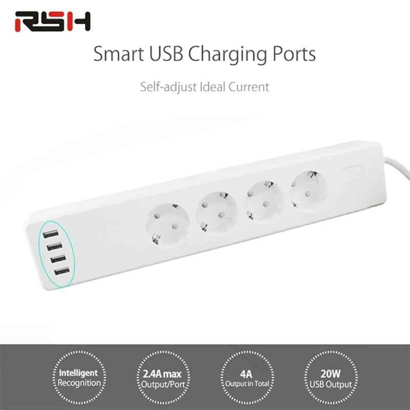 Custom Lonten Wifi Smart Power Strip 4 EU Outlets Plug with 4 USB Charging Port Timing App Voice Control Work with Alexa Google Home As Manufacturer