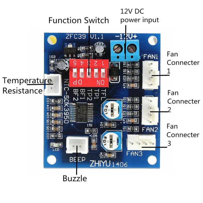 Custom DC 12V Four Wire 4 wire Thermostat PWM Fan Speed Controller Module Manufacturer