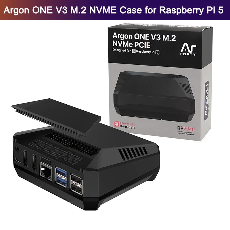 Argon ONE V3 M.2 NVME Case for Raspberry Pi 5 Aluminum Shell Built-in PWM Fan EU/US/UK Power Supply
