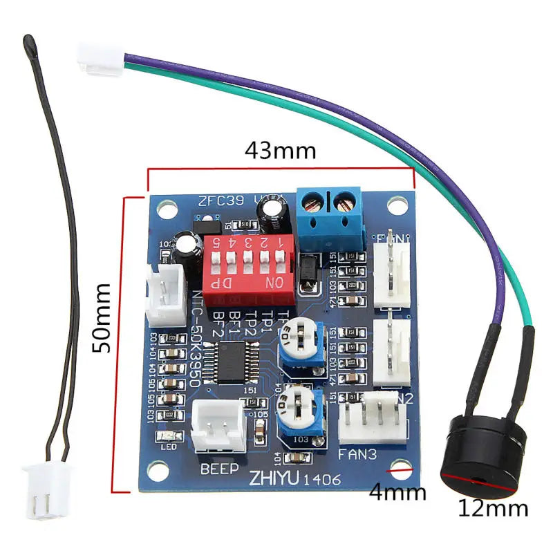 Custom DC 12V Four Wire 4 wire Thermostat PWM Fan Speed Controller Module Manufacturer