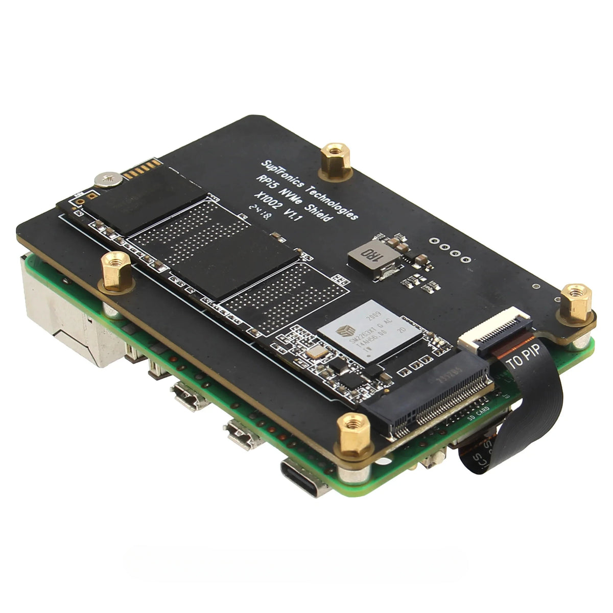 Custom  X1002 PCIe M.2 NVMe SSD 2280 M Key Bottom for Raspberry Pi 5