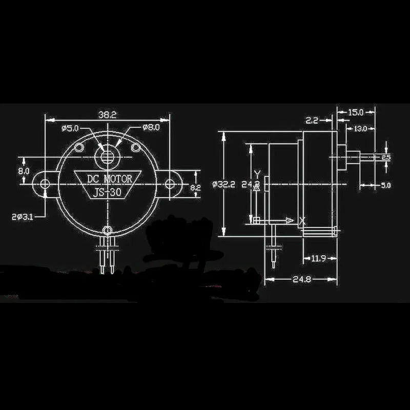 Custom JS-30 Gear Electric DC Motor  6V 5RPM Double Flat Shaft Plastic  Mute Reducer Eccentric Low Speed Manufacturer