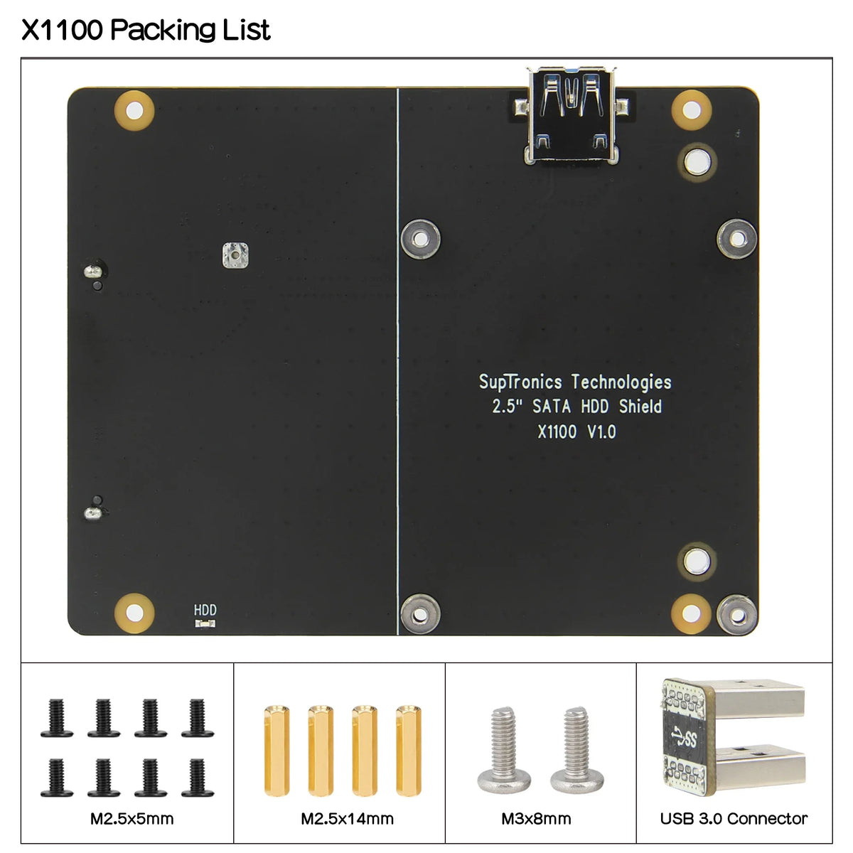 X1100 2.5" SATA HDD / SSD Shield for Raspberry Pi 5